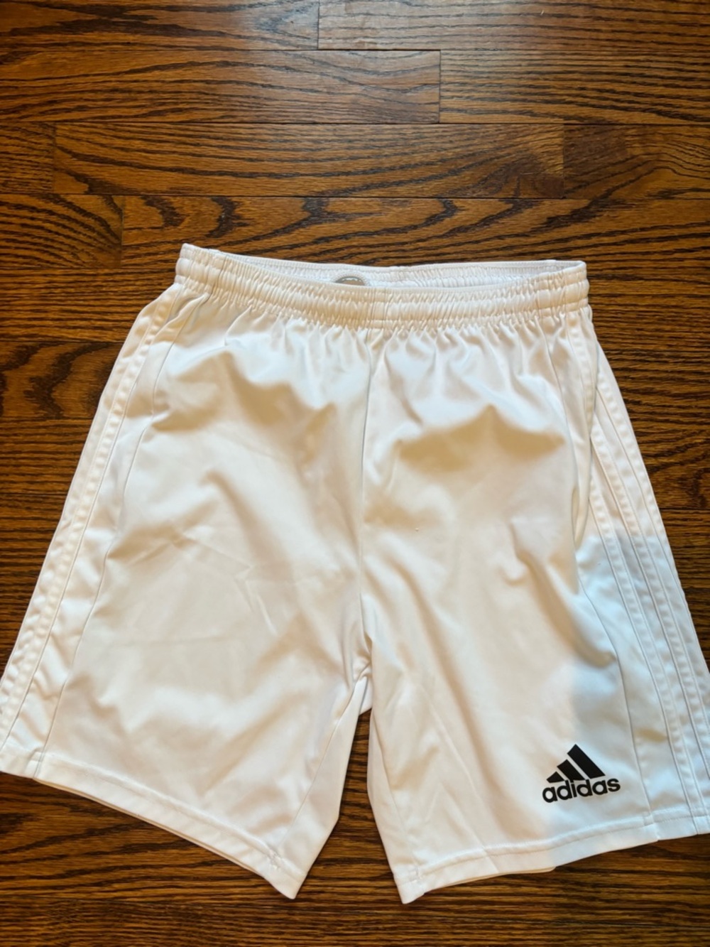 adidas White Boys Athletic Shorts with Black Logo